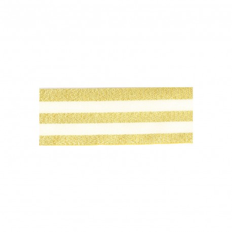 Sierlint 15mm - 3 glitterlijnen ecru-goud
