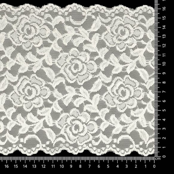 Stretchkant 160mm - bloemen serie 1 zwart 000