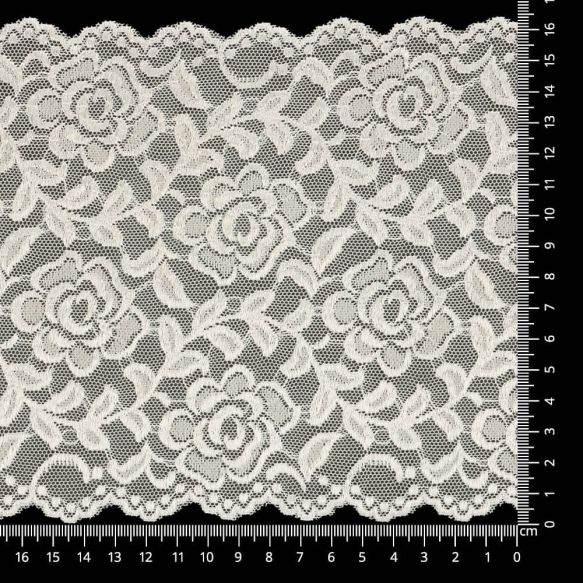 Stretchkant 160mm - bloemen serie 1 grijs 004
