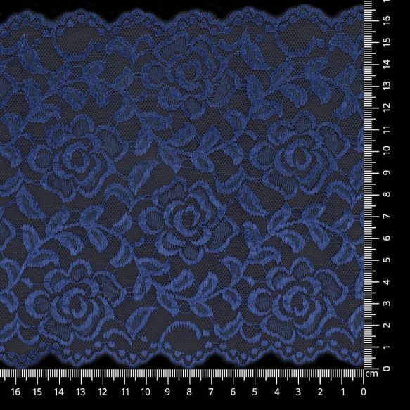 Stretchkant 160mm - bloemen serie 1 staalblauw 210