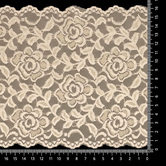 Stretchkant 160mm - bloemen serie 1 beige 886