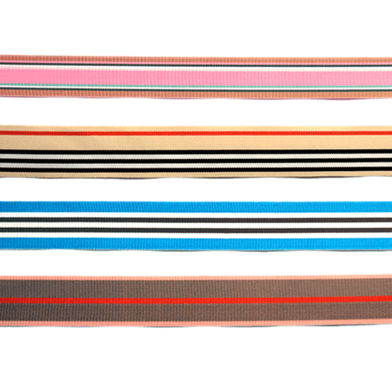 Sierlint 25mm - ripslint strepen serie 1 roze groen