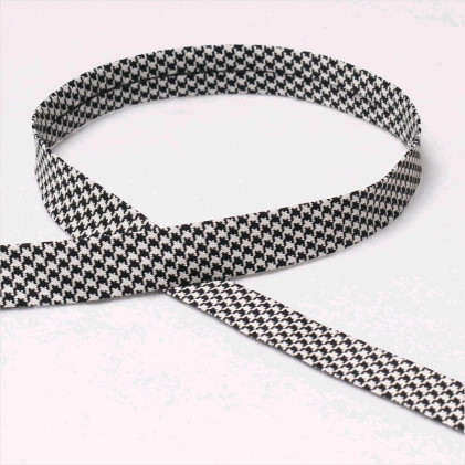 Biais 20mm - pied de poule zwart-wit 101