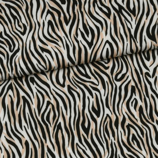 Damesstof - Luipaard zwart mokka op ecru