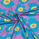 Viscosejersey - Mekko bloem op lila
