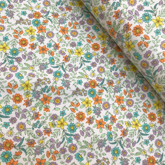 Jersey - Wit met mini heidebloempjes