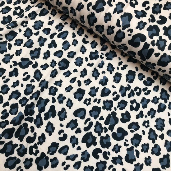 Jersey - Luipaardprint ecru grijsblauw