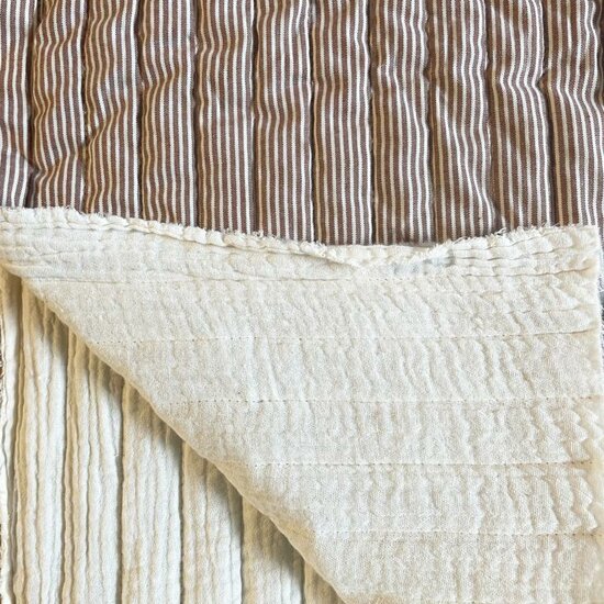 Matelasse gauze - Fijn streepje rioestbruin ecru