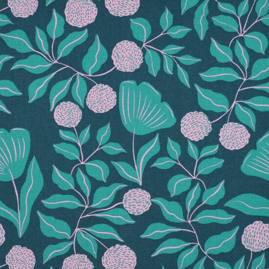 Canvas - Nerida bloemen petrol roze