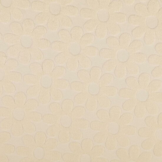 Stretch badstof - Ecru met bloem 