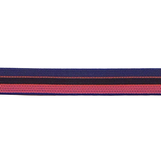 Elastiek 30 mm - Roze oraje blauw streep