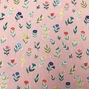 Katoen - Bloemensteel op lichtroze