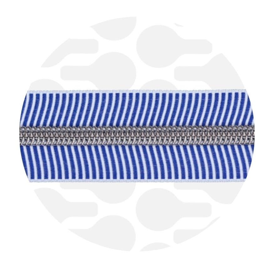 Rits spiraal 100cm - Blauw gestreept met zilver