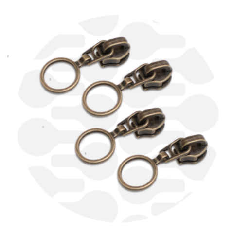 Rits schuiver ring nr 5 - Messing (4 stuks)