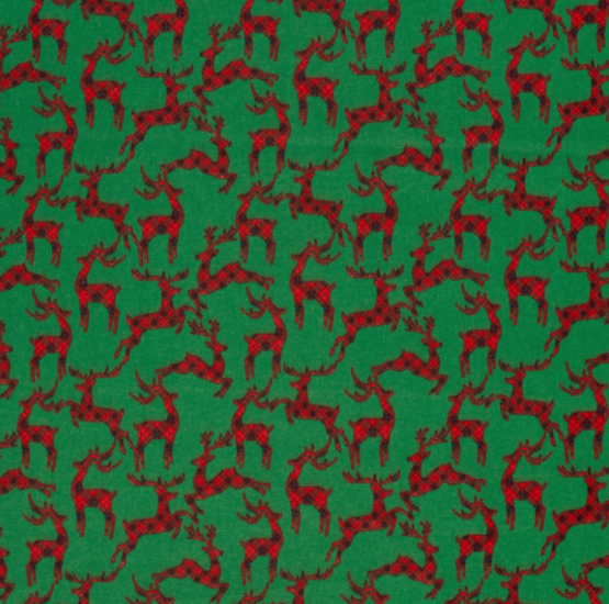 Flanel - Geruite herten op groen