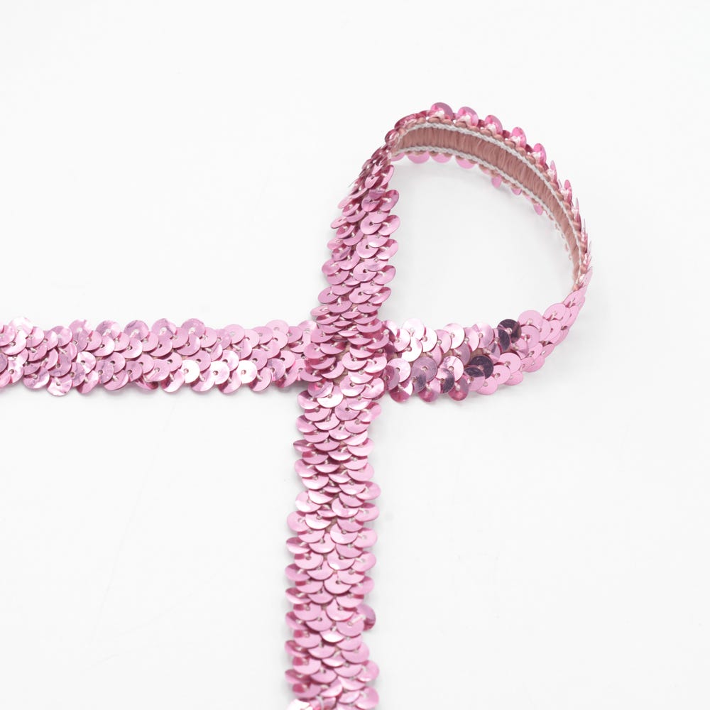 Pailletten rekbaar lint 30mm - roze 511