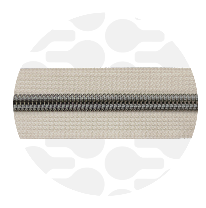 Rits spiraal 100cm - Ecru met donkergrijze spiraal