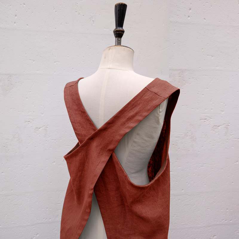 Stoffenpakket - Japanse schort S/M/L baksteenrood