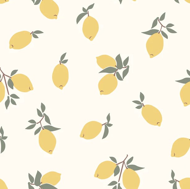 Jersey - Ecru met citroentjes