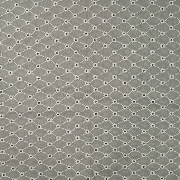 Broderie - Groen met bloempatroon