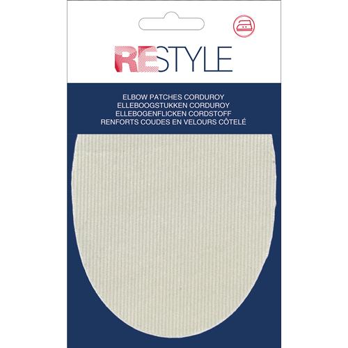 Knie-/ellebooglap - ribfluweel ecru