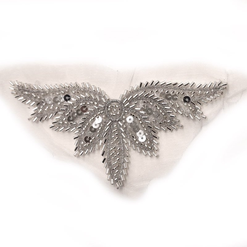 Applicatie parel - bloem zilver 101