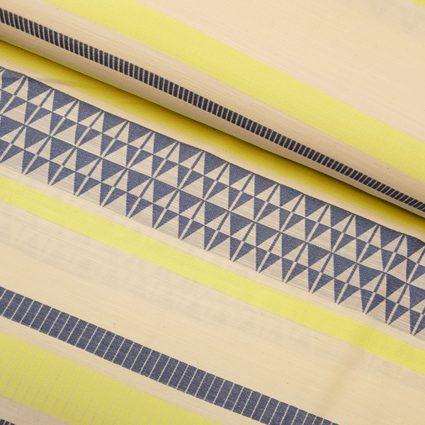 Katoen - Grafisch fluo geel en blauw lijnen