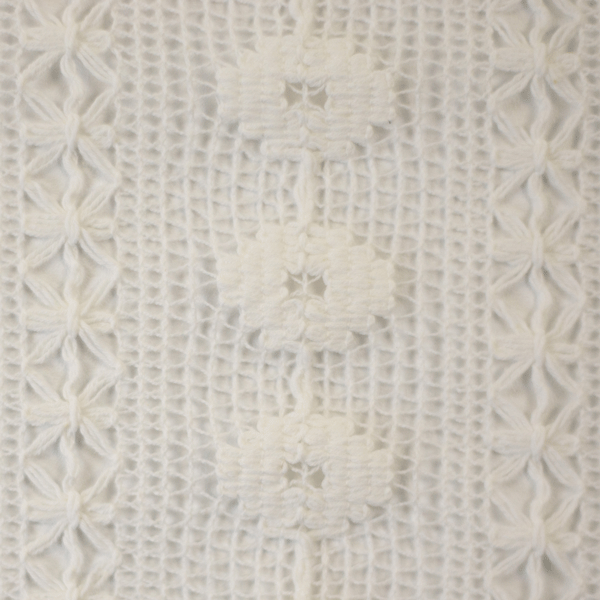 Katoen - Gehaakte bloemen op lijn ecru