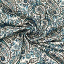 Katoen - Turkoois blauwe paisley en bloem