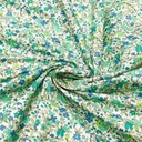 Katoen - Mini bloem blauw turkoois