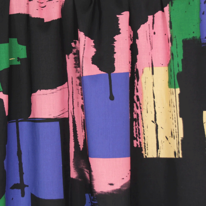 Katoen - Colour blocked black jupe