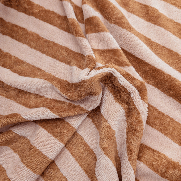 Bamboo badstof - Strepen bruin lichtroze
