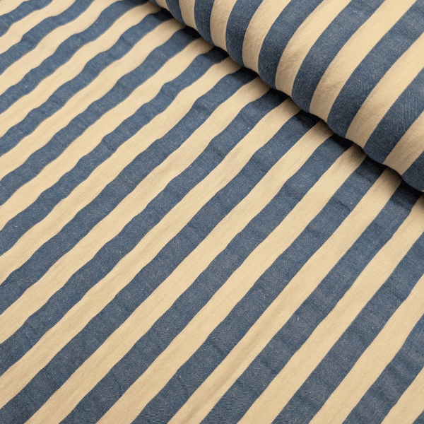 Seersucker katoen - Ecru jeans 1 cm