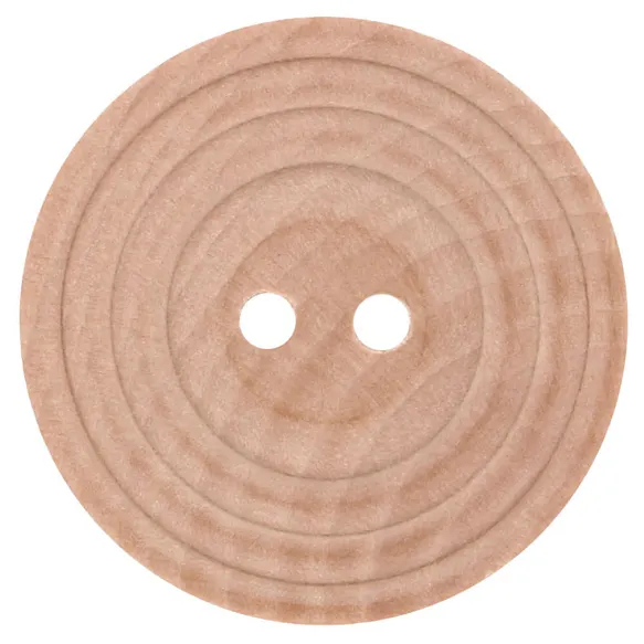 Houten knoop 25mm - ribbel natuur