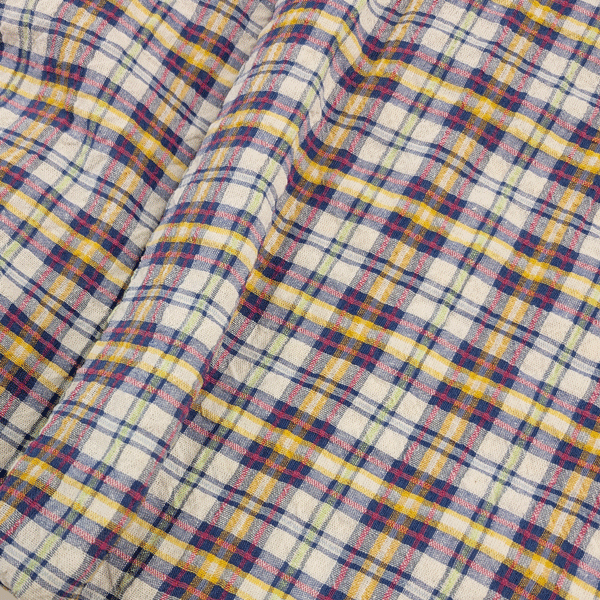 Seersucker - Carreaux blauw roze four