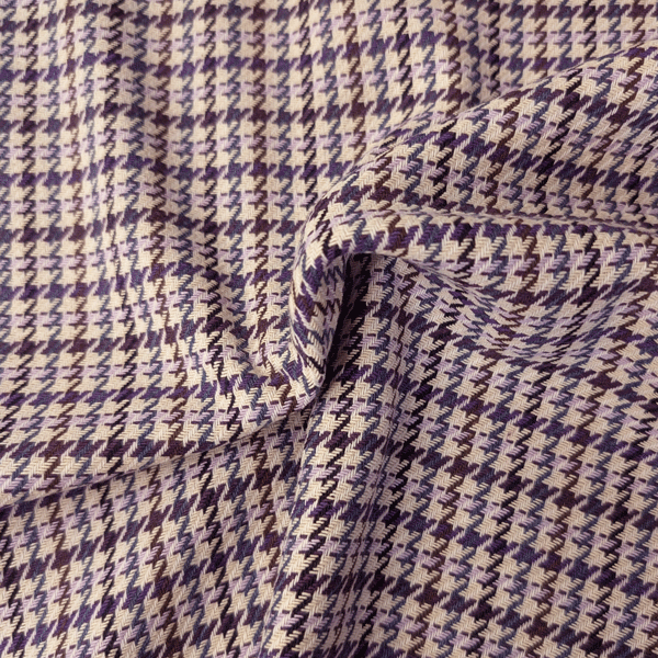 Broekstof - Pied de coq aubergine lila four