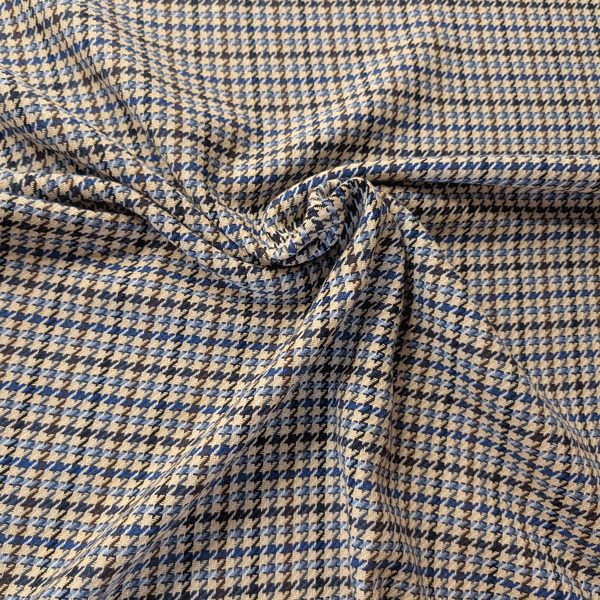 Broekstof - Pied de coq blauw bruin four