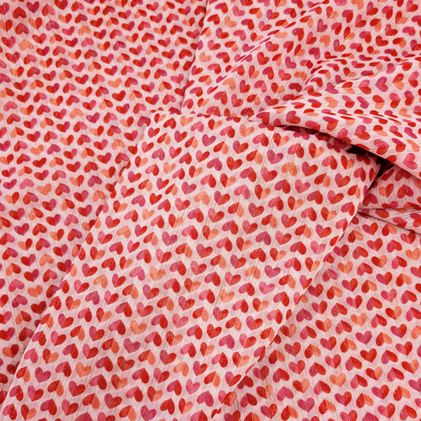Mousseline voile - Hartjes roze four