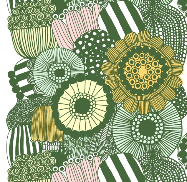 Katoen - Siirtolapuutarha  groen geel roze