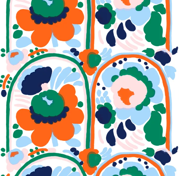 Katoen - Karuselli oranje blauw