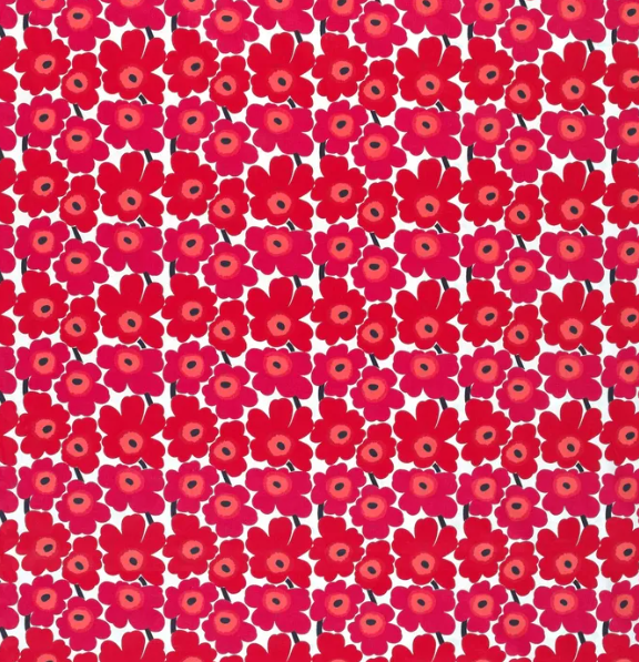 Katoen - Mini unikko rood fuchsia