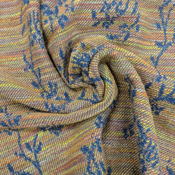 Jacquard - Denimblauw met twijgjes fi