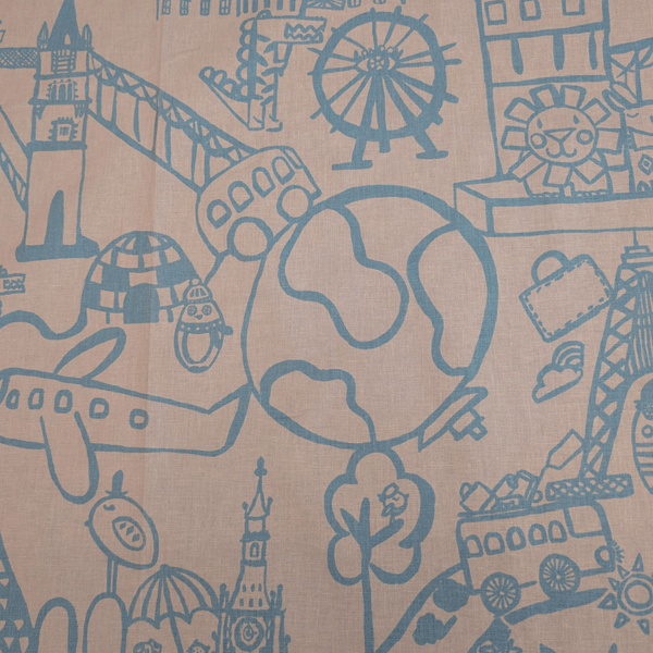 Deco stof - Blauwe reis rond de wereld