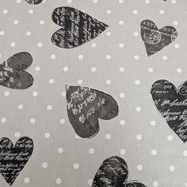 Deco stof - grijze hartjes