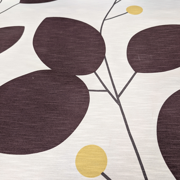 Deco stof - Grote aubergine blad op ecru