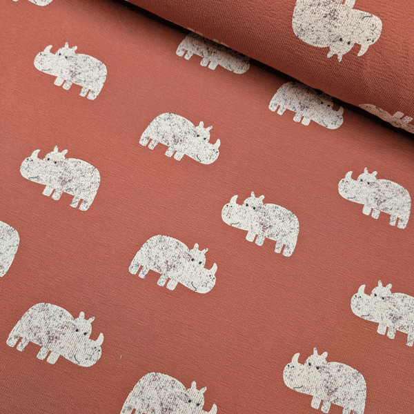 Terry crepe - Neushoorn op tocht
