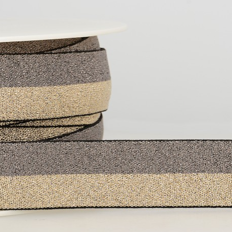 Elastiek 15mm - metallic goud en brons