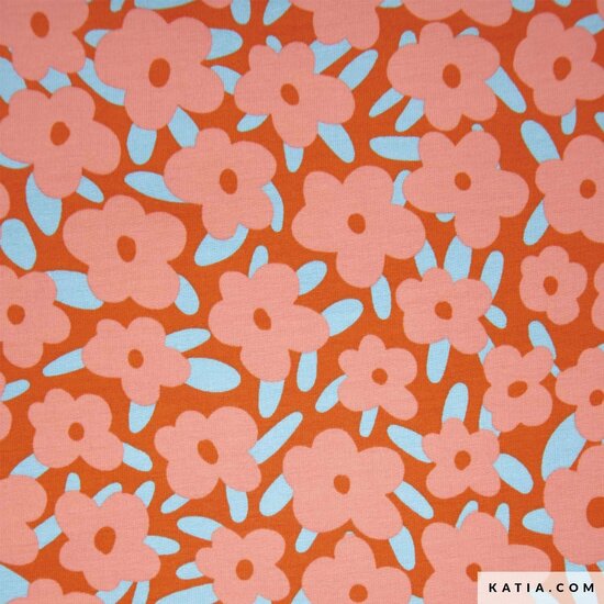 Sweater - Droombloemen op terracotta