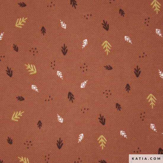 Jersey pique - Roest met veren katia