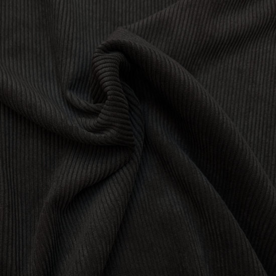Ribfluweel - Dikke ribbel soepel zwart 20